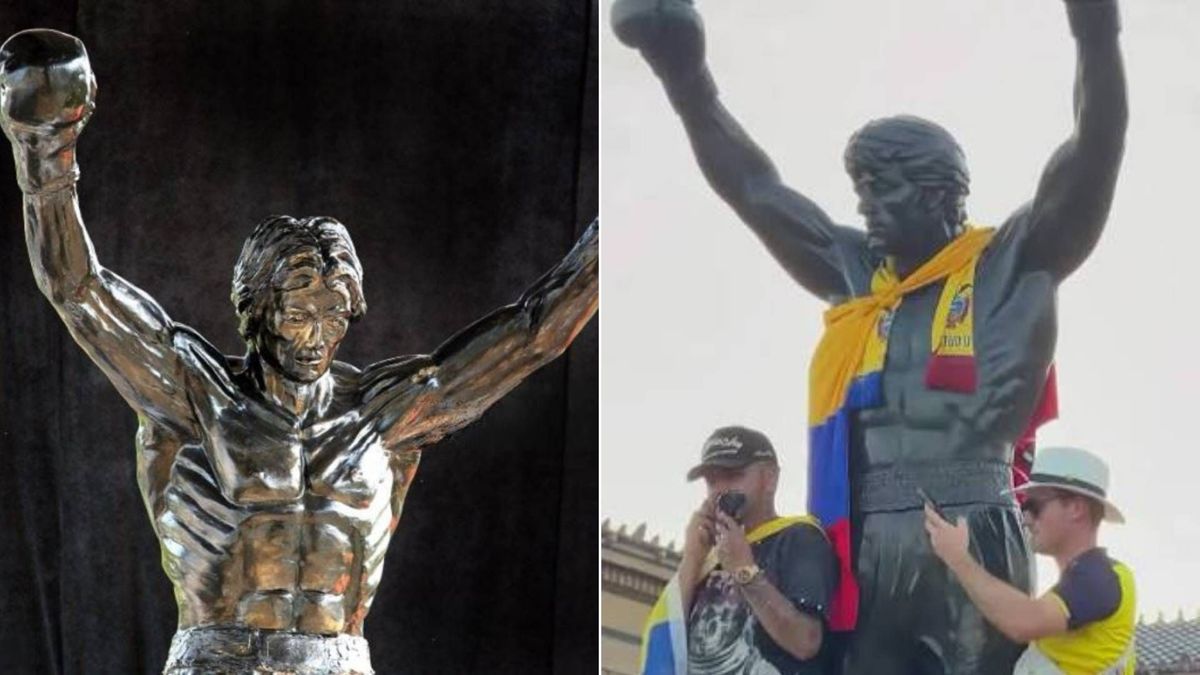 La estatua de Rocky Balboa, ubicada junto a las escaleras del Museo de Arte de Filadelfia, volvió a ser tema de conversación entre aficionados al fútbol.