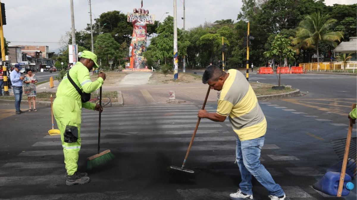 Se realizaron labores de limpieza en zonas afectadas por disturbios.