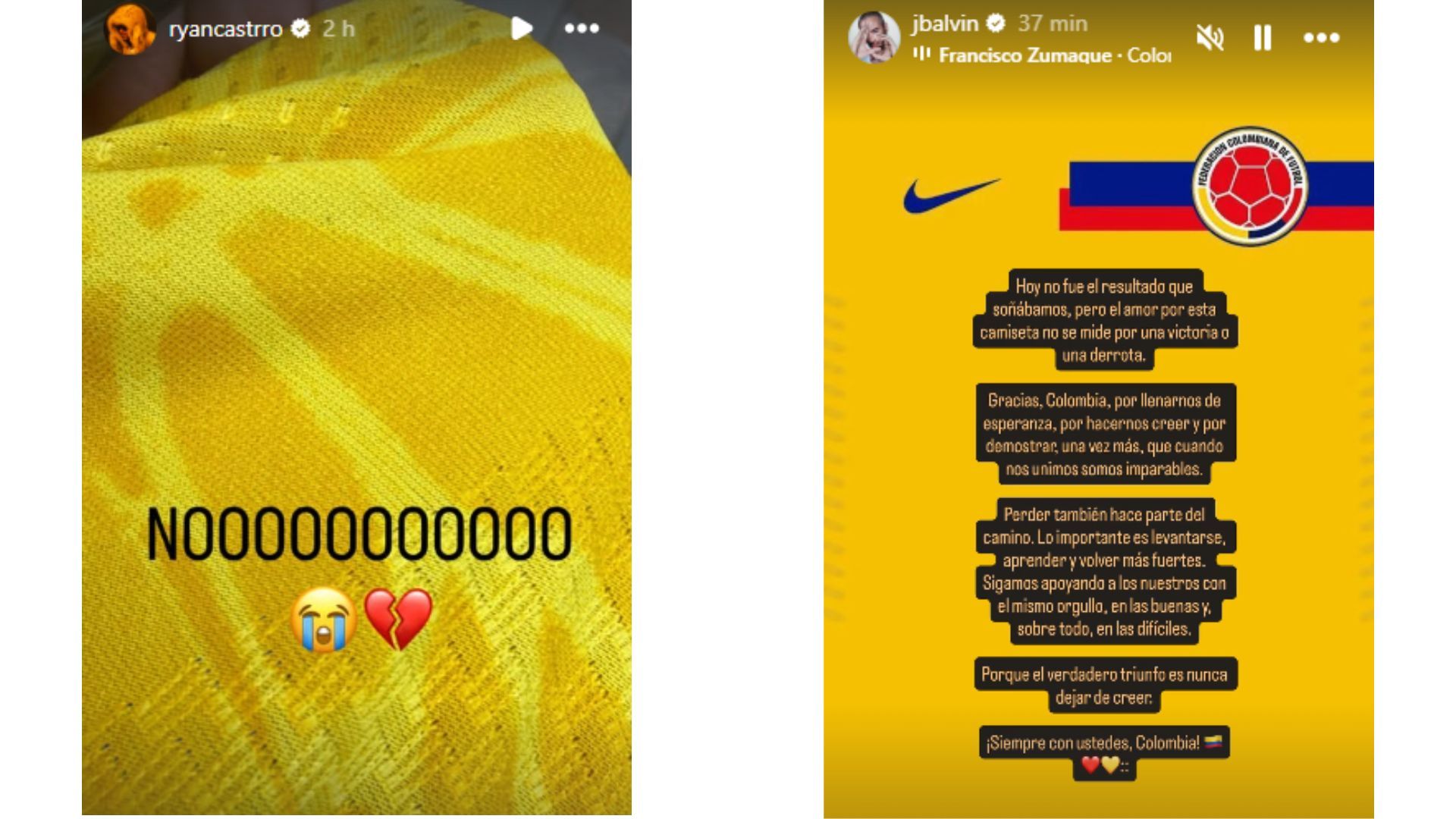 Ryan Catro y J Balvin sobre la eliminación de la Selección Colombia del Mundial 2026
