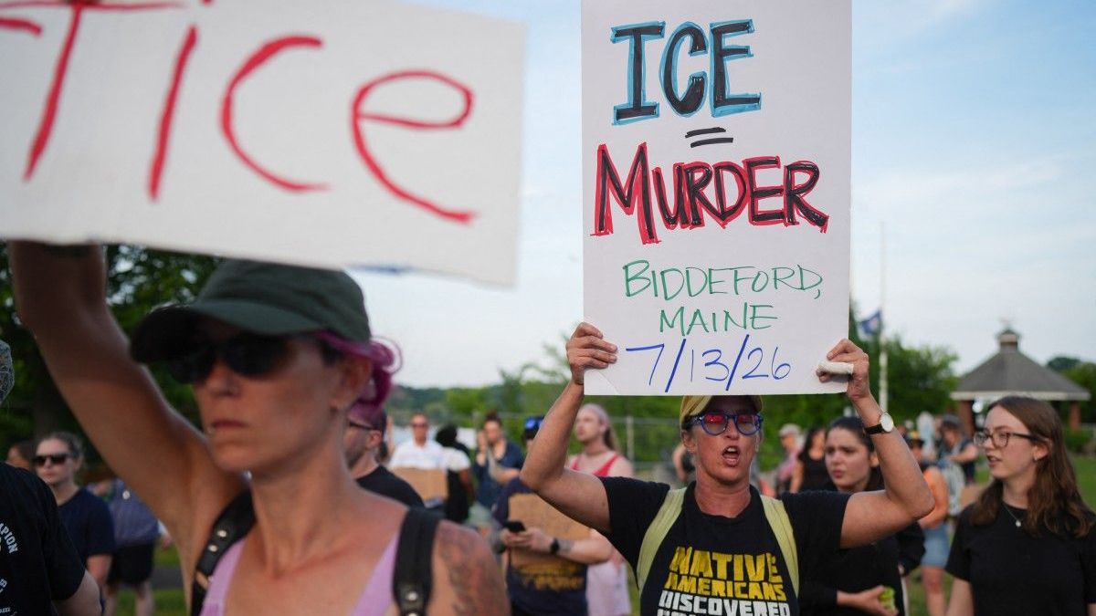 Protesta contra el ICE en Biddeford, Maine