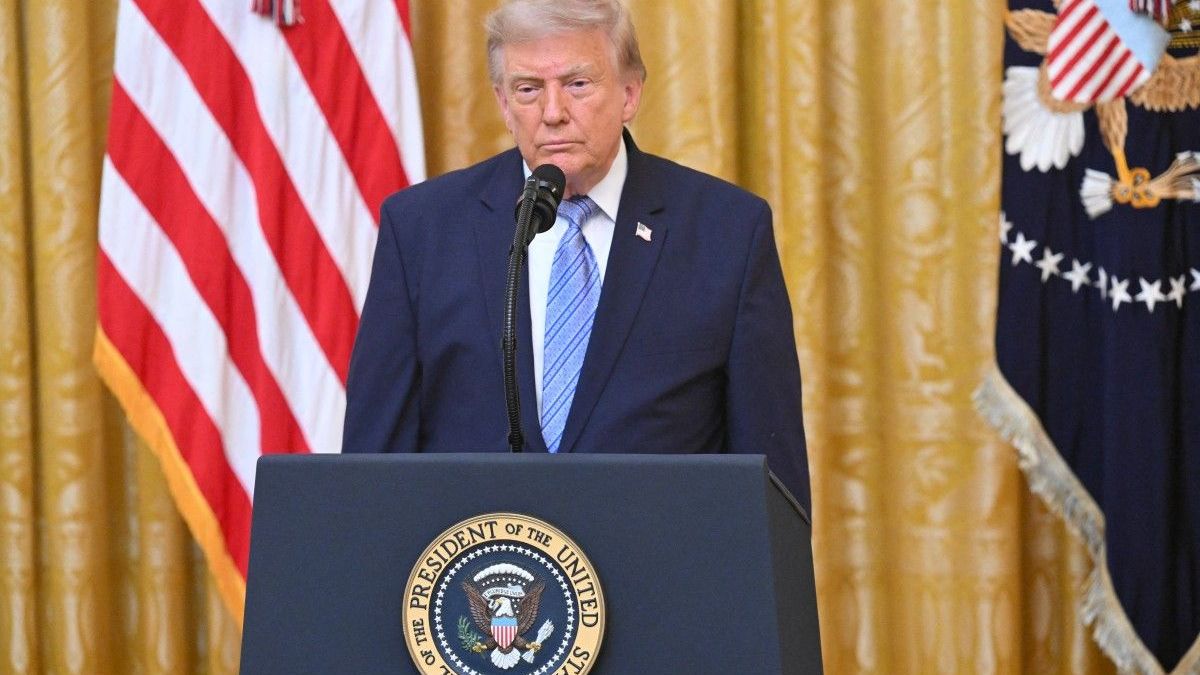 Presidente de Estados Unidos, Donald Trump durante alocución