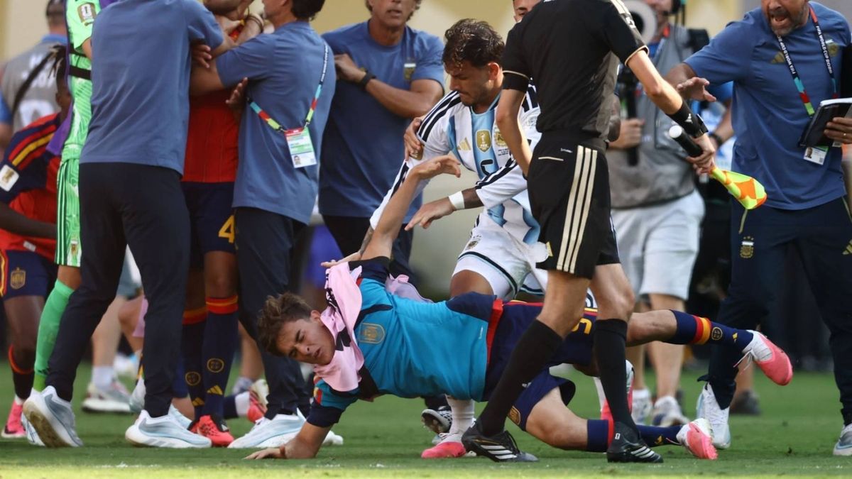 Pelea Argentina España final