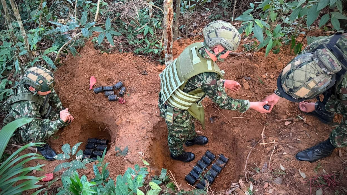 Minas antipersona destruidas por el Ejército Nacional.