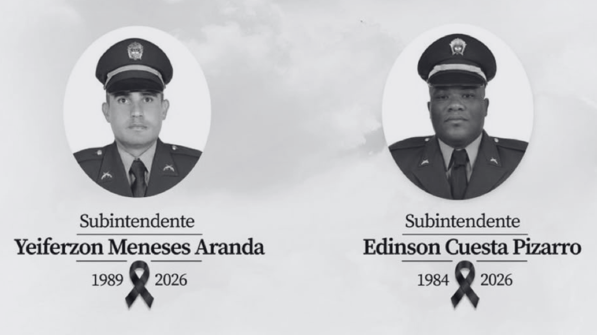 Subintendentes Yeiferzon Meneses Aranda y Edinson Cuesta Pizarro, asesinados en Ataco, Tolima.