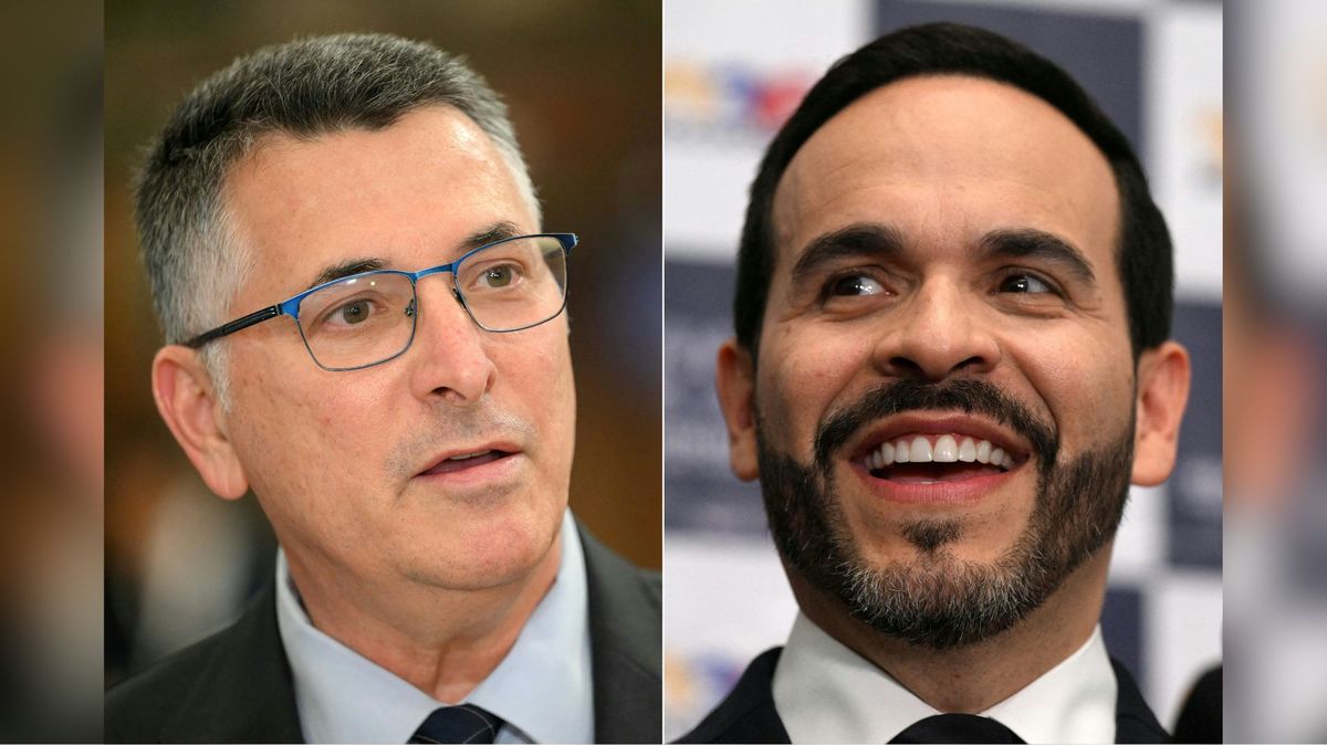 Ministro de Relaciones Exteriores de Israel, Gideon Saar (izquierda) y el presidente colombiano, Abelardo de la Espriella.