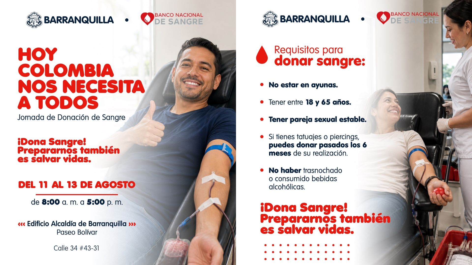 Barranquilla habilita punto de donación de sangre para enviar a víctimas del terremoto