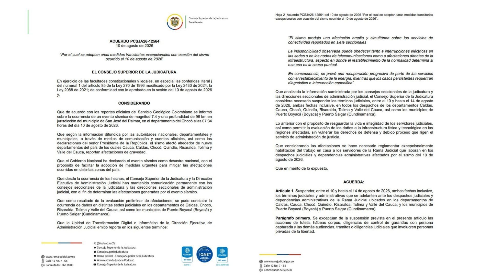 El documento indica que las actividades se realizarán de una forma diferente durante un tiempo prudente.