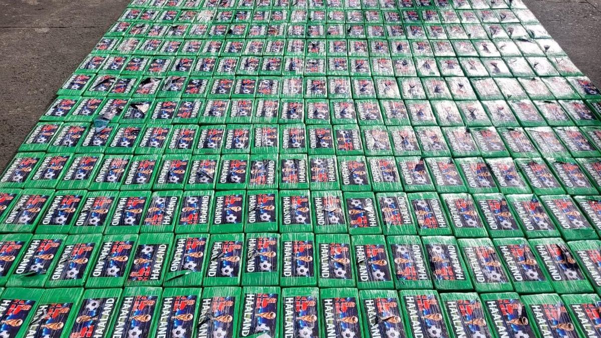Ladrillos de cocaína con la cara de Erling Haaland en Ecuador