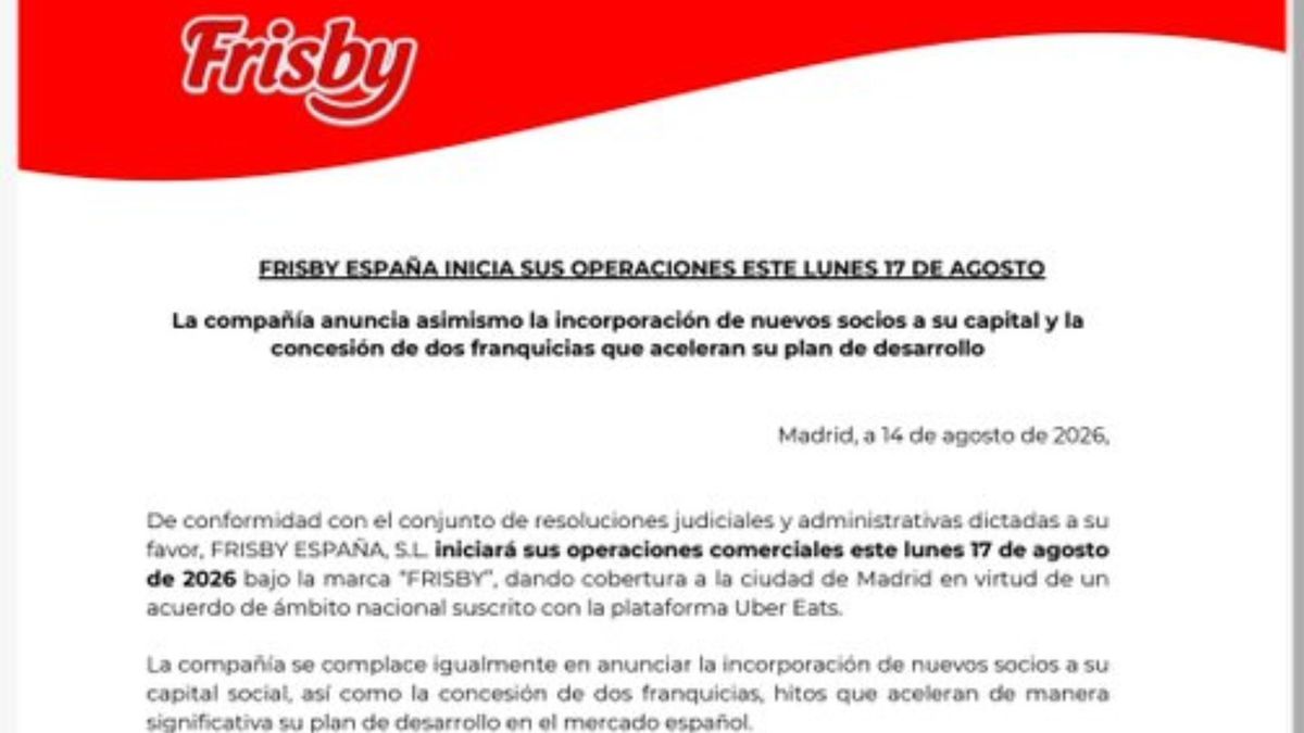 Comunicado Frisby España 14 de agosto 2026