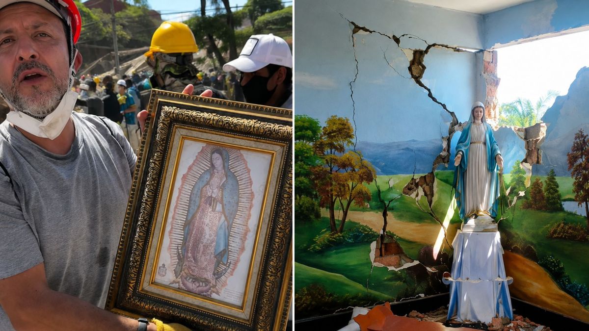 La Virgen de Guadalupe y la Virgen Inmaculada quedaron en pie en medio de la tragedia en Cali.