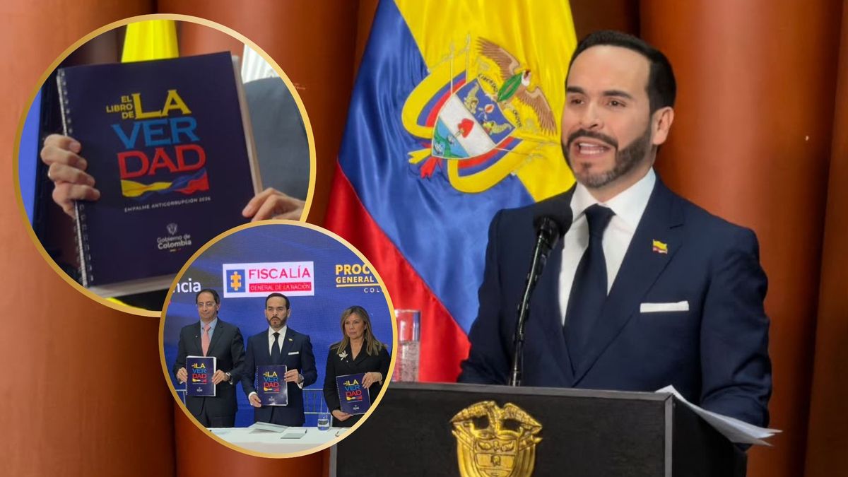 El presidente Abelardo de la Espriella y el vicepresidente José Manuel Restrepo entregaron el 'Libro de la Verdad' a la fiscal general, Luz Adriana Camargo.