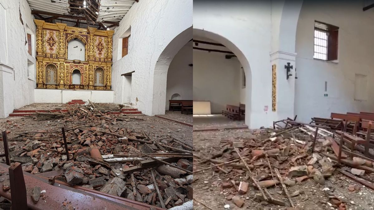 El techo cayó encima del altar del templo