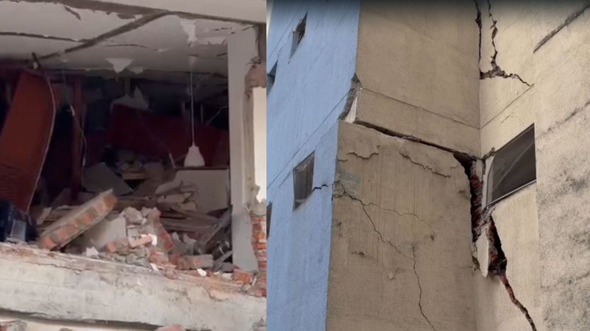 Este es el estado de las columnas y los pisos del edificio