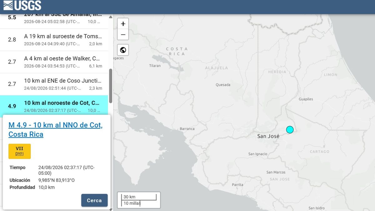 Doble terremoto en Costa Rica 24 de agosto