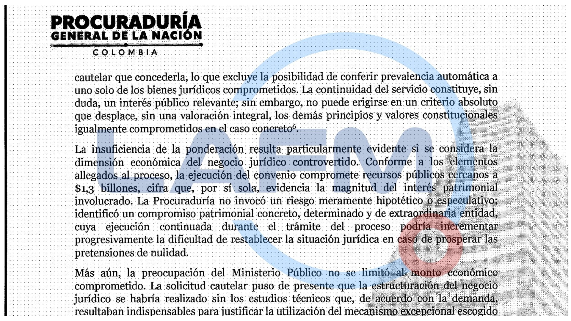 La Procuraduría apeló la decisión del Tribunal Administrativo de Cundinamarca que no suspendió el pago de $1,3 billones a la Casa de la Moneda de Portugal para el nuevo modelo de pasaportes. El caso queda en manos del Consejo de Estado.