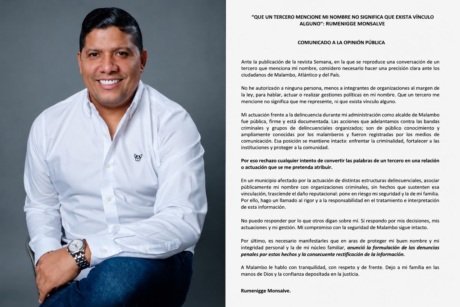 Carta exalcalde Rumenigge Monsalve