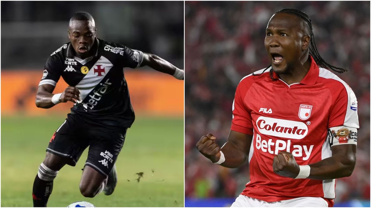 Carlos Gómez (delantero colombiano de Vasco da Gama) y Hugo Rodallega (delantero de Santa Fe)