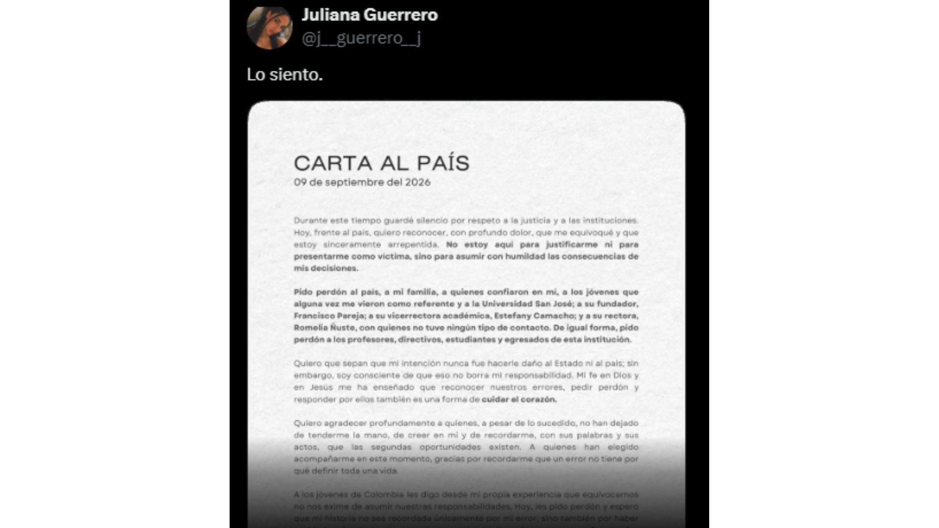 La exfuncionaria pidió disculpas al país como parte del preacuerdo.