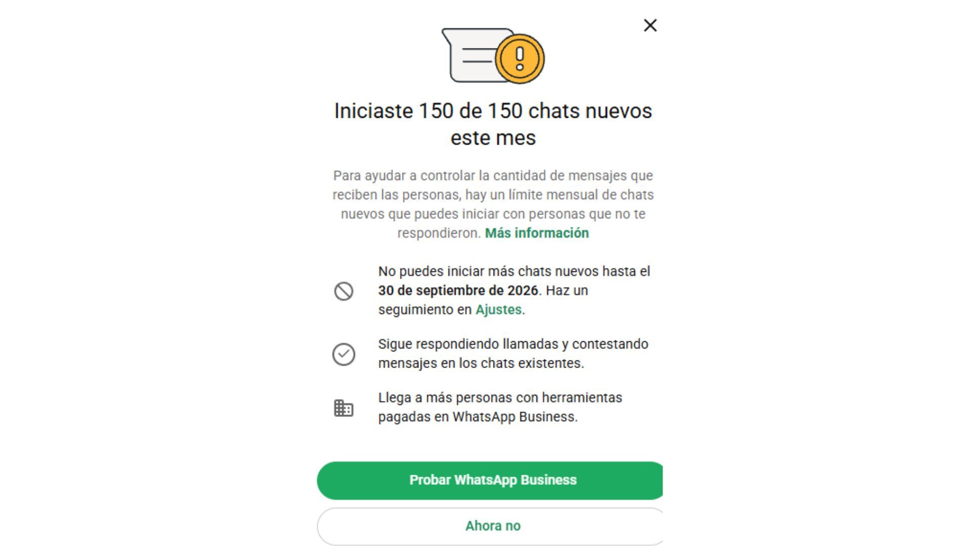 La aplicación hizo pública una nueva función que limita los chats.