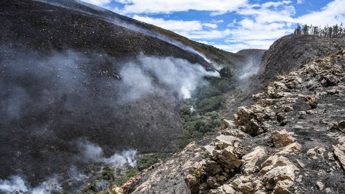 Incendio arrasa los cerros de Villa de Leyva
