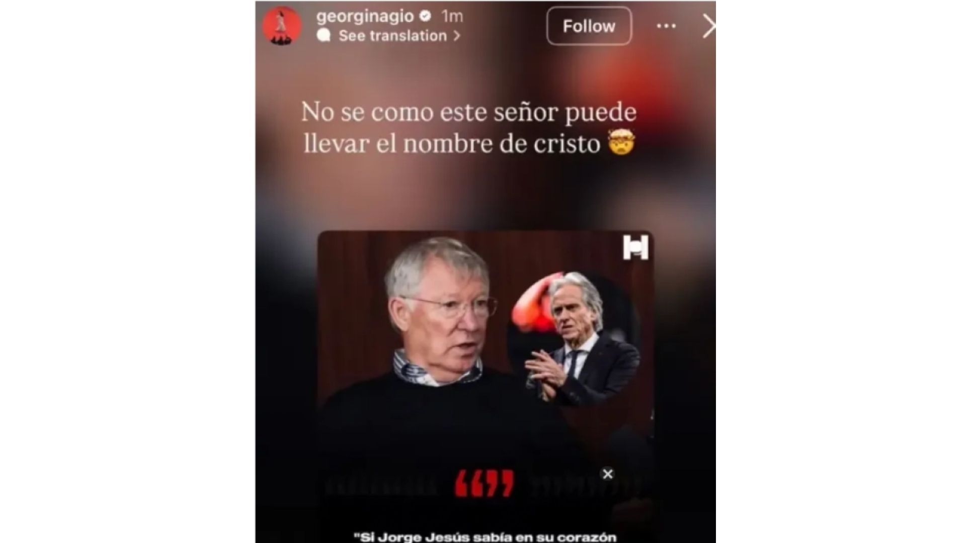 Georgina Rodríguez habría publicado un mensaje contra Jorge Jesus después de la salida de Cristiano Ronaldo antes del partido contra Dinamarca.