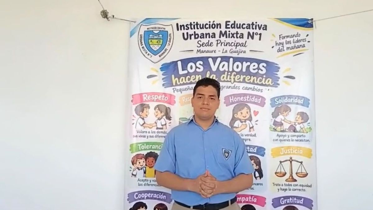 Rodrigo Lobo, estudiante de la Institución Educativa Urbana Mixta N°1, en Manaure, La Guajira.