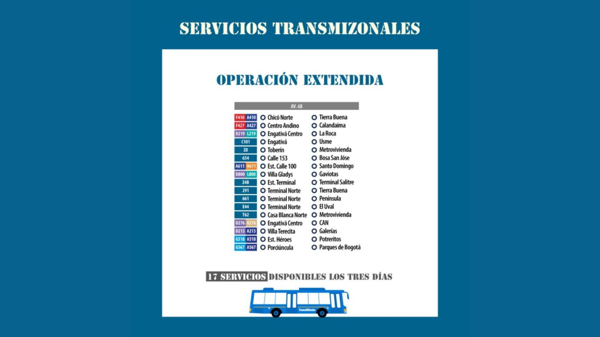 Las rutas que estarán disponibles para salir del Parque Simón Bolívar.