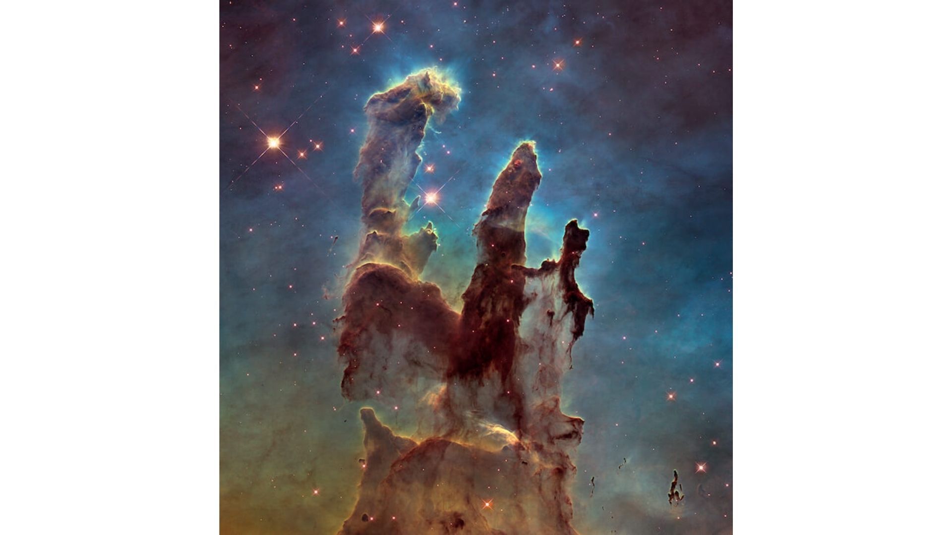 Los Pilares de la Creación son estructuras de polvo y gas de la Nebulosa del Águila, donde se forman estrellas.