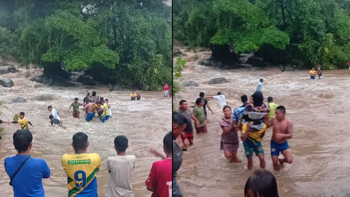 Sin un puente, comunidades indígenas cruzan caudaloso río