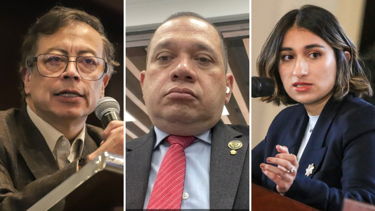 Gustavo Petro, coronel Carlos Feria y Laura Sarabia.
