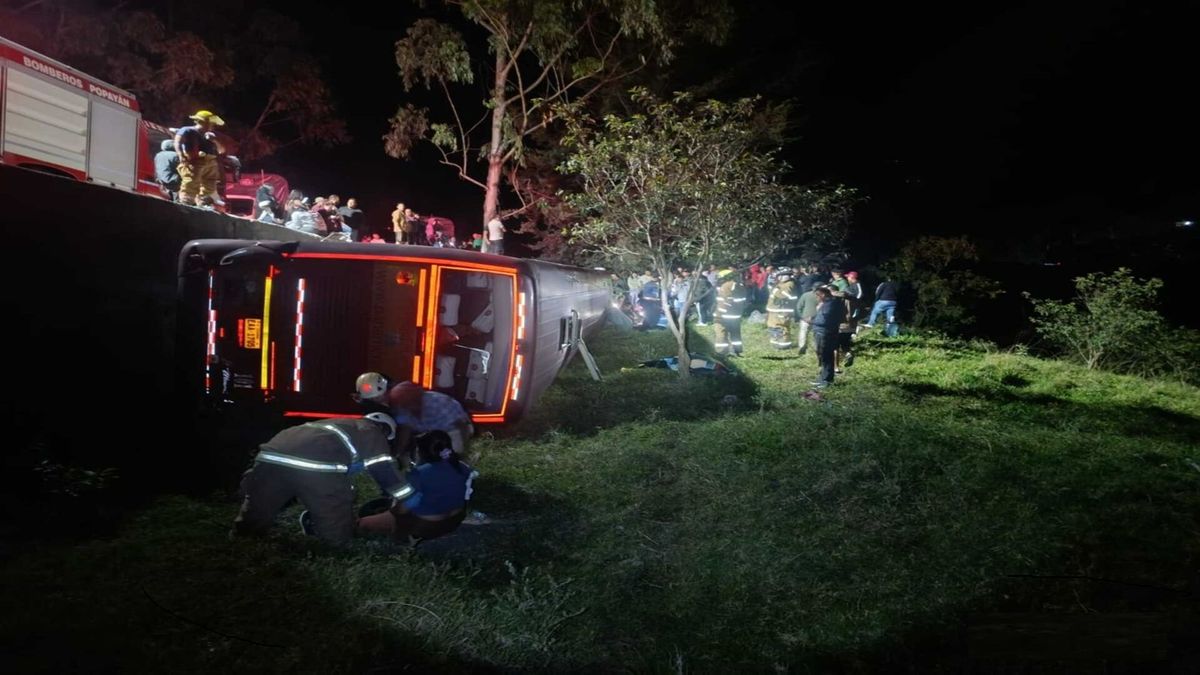 Accidente de bus internacional en Cauca.