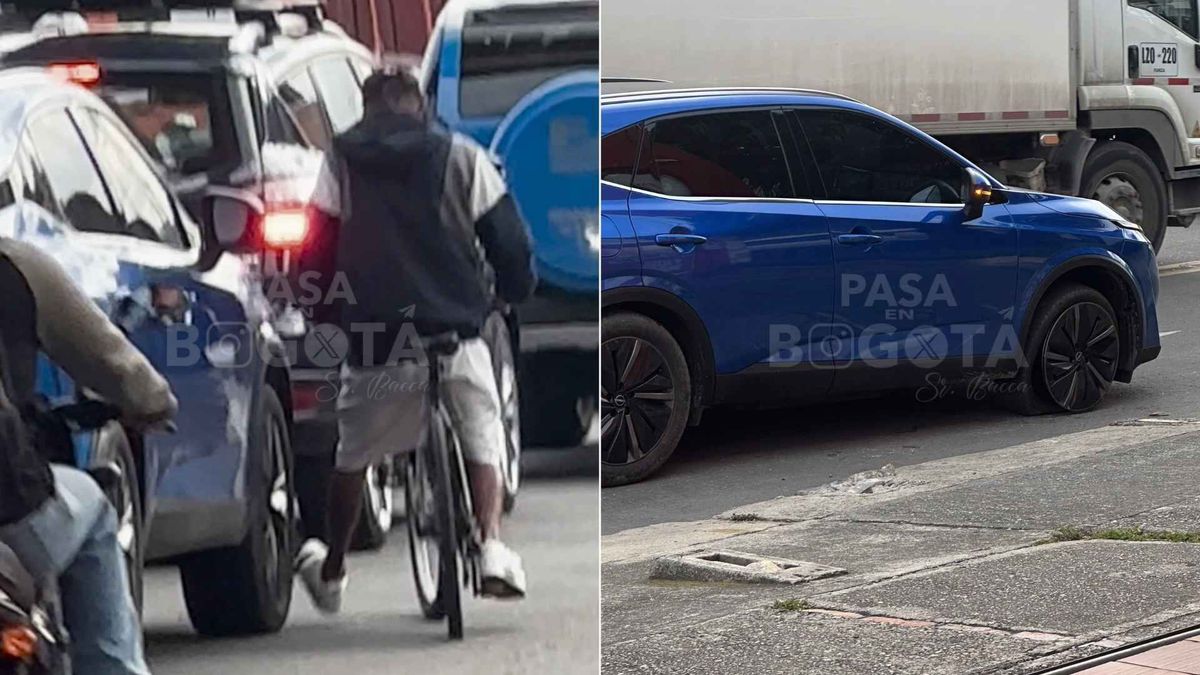 Un hombre en bicicleta habría pinchado la llanta de una camioneta en la avenida Boyacá con calle 63, en Bogotá.