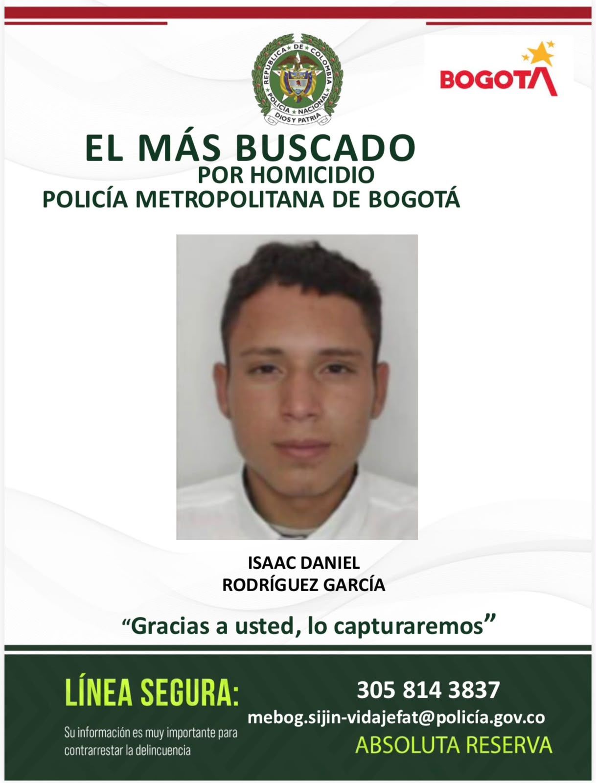 Isaac Daniel Rodríguez García, implicado en el homicidio del empresario Gustavo Andrés Aponte.