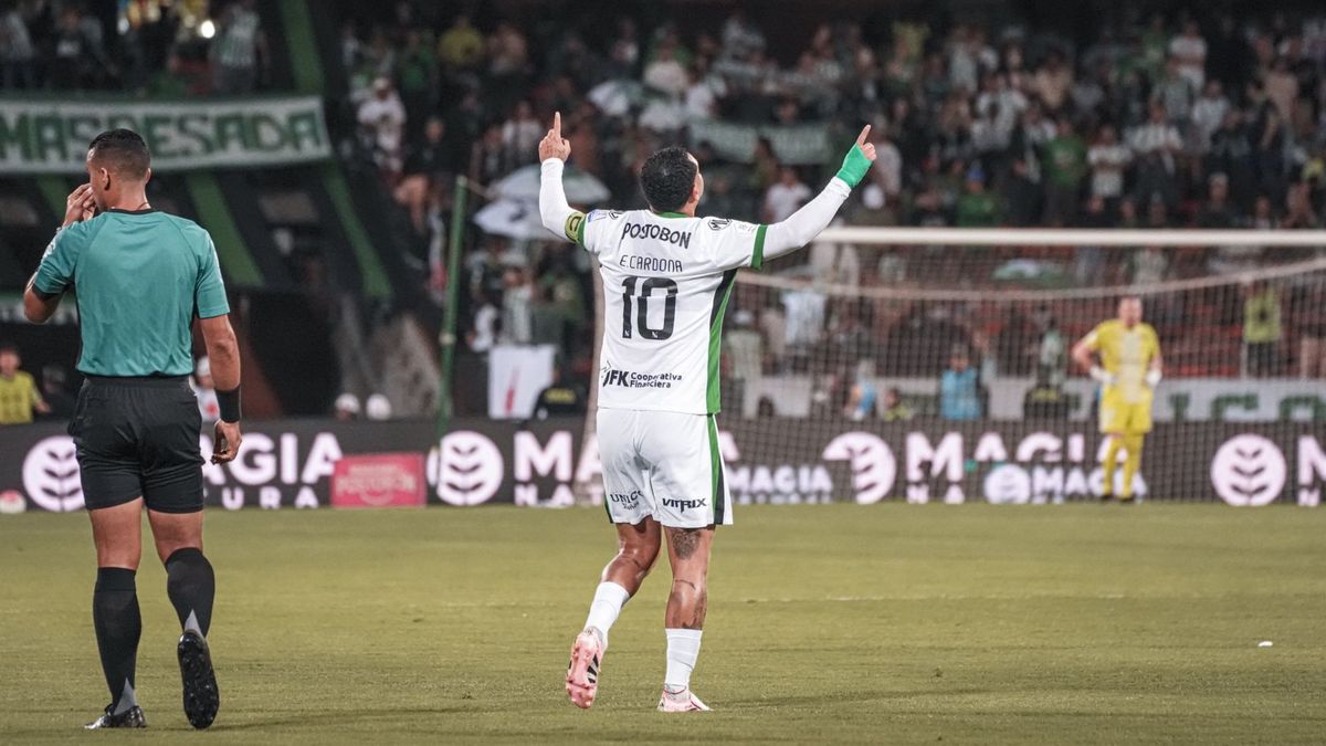 Edwin Cardona celebrando su golazo ante Deportivo Pasto