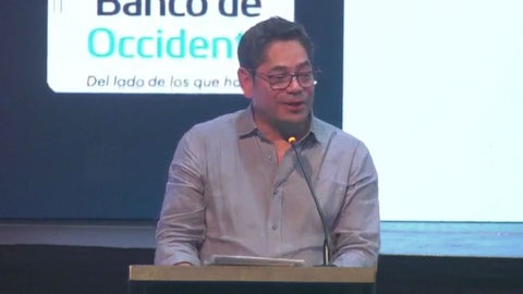 El presidente nacional de Camacol, Guillermo Herrera, en medio de la jornada de clausura
