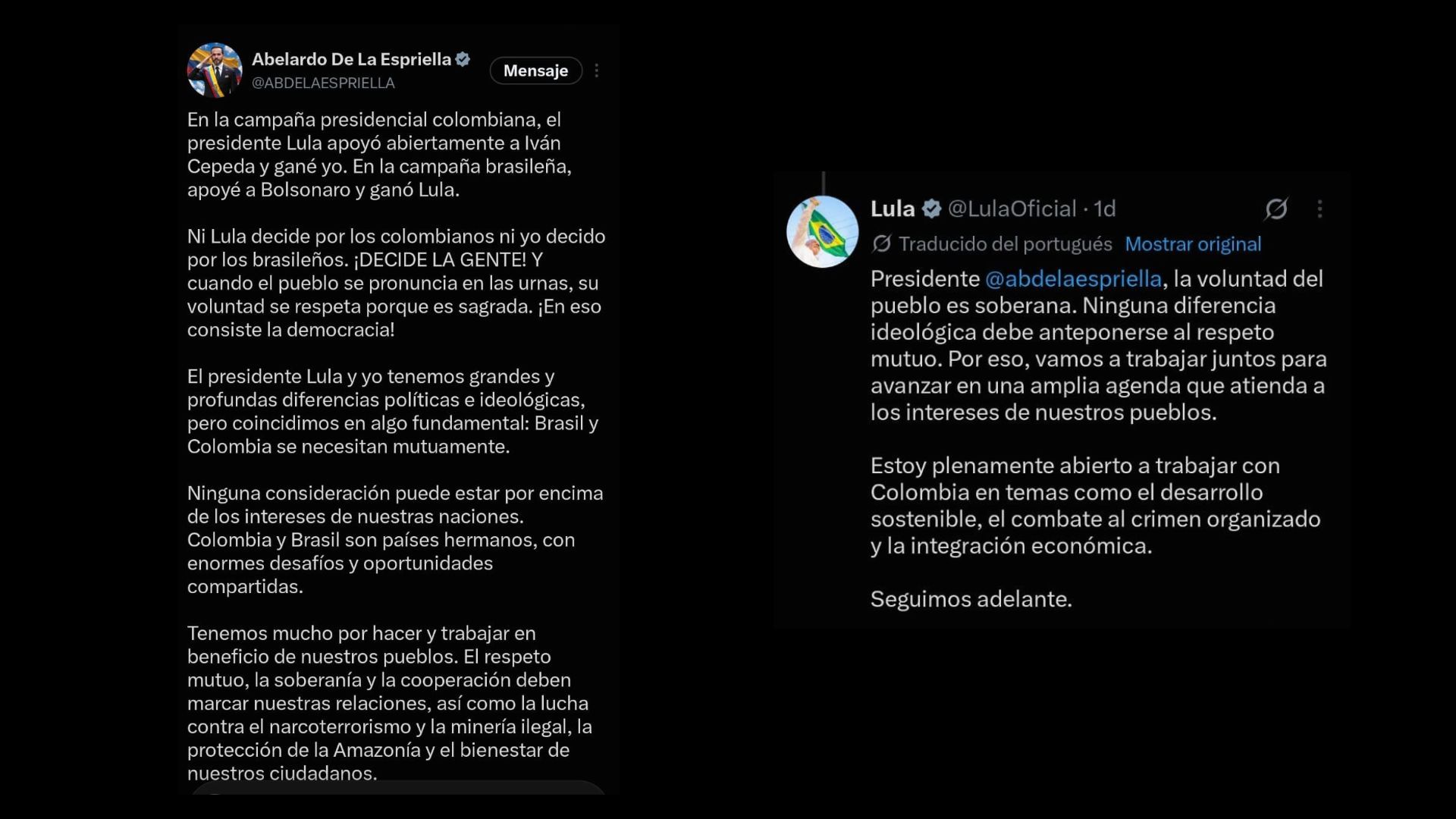 Los mandatarios afirmaron que están dispuestos a trabajar mancomunadamente.