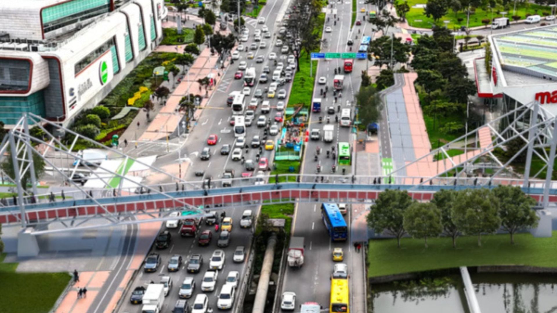 Diseño 3D del bicipuente de la Avenida Boyacá